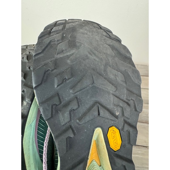 Hoka Clifton 9.5 Womens Trail Running Shoes Teal Lavender Yellow Vibram Sneakers - Picture 12 of 13